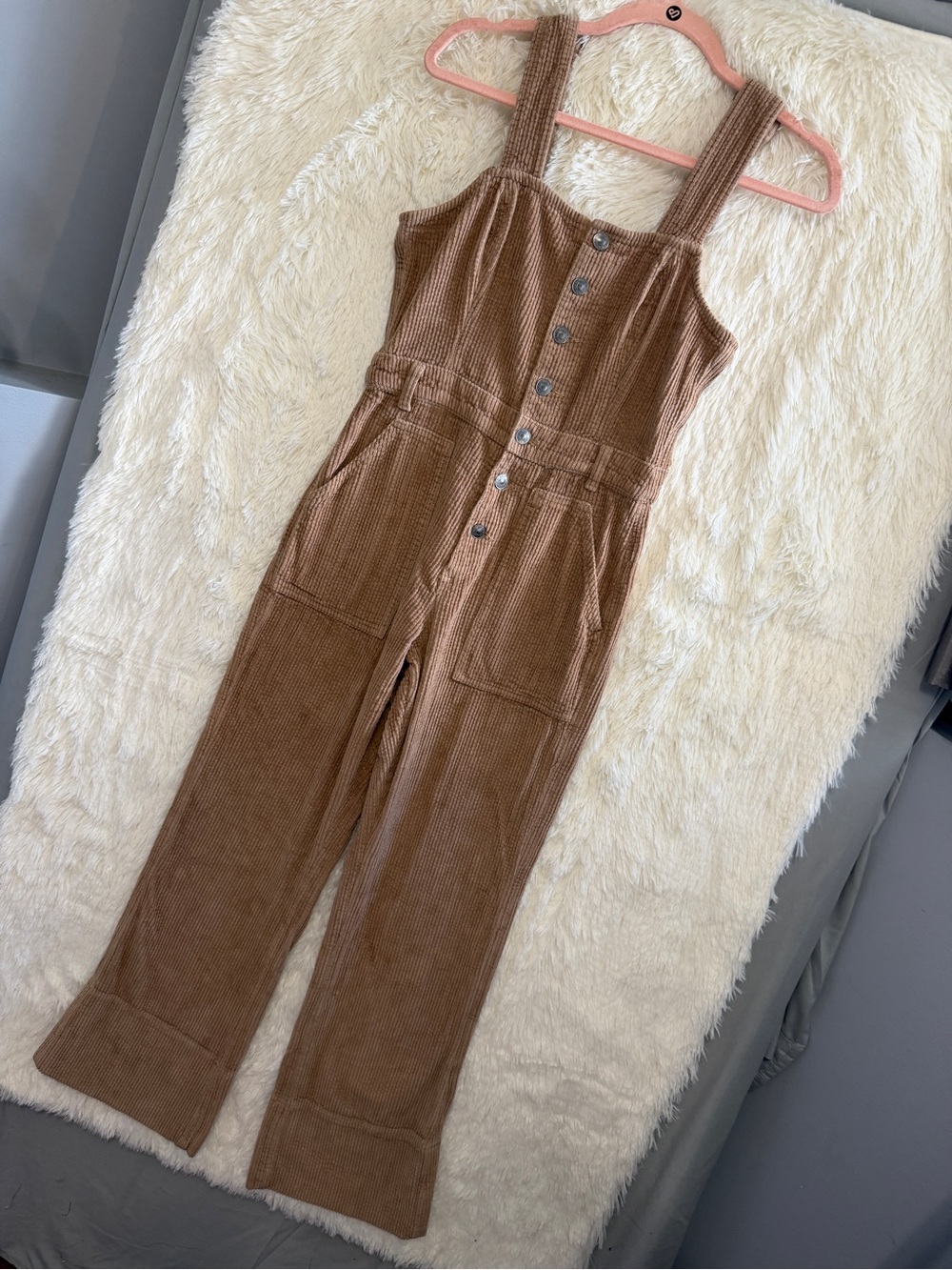 Aerie Womens Corduroy Kick Flare Overalls Size S Tan 70s Retro Indie Boho Chic